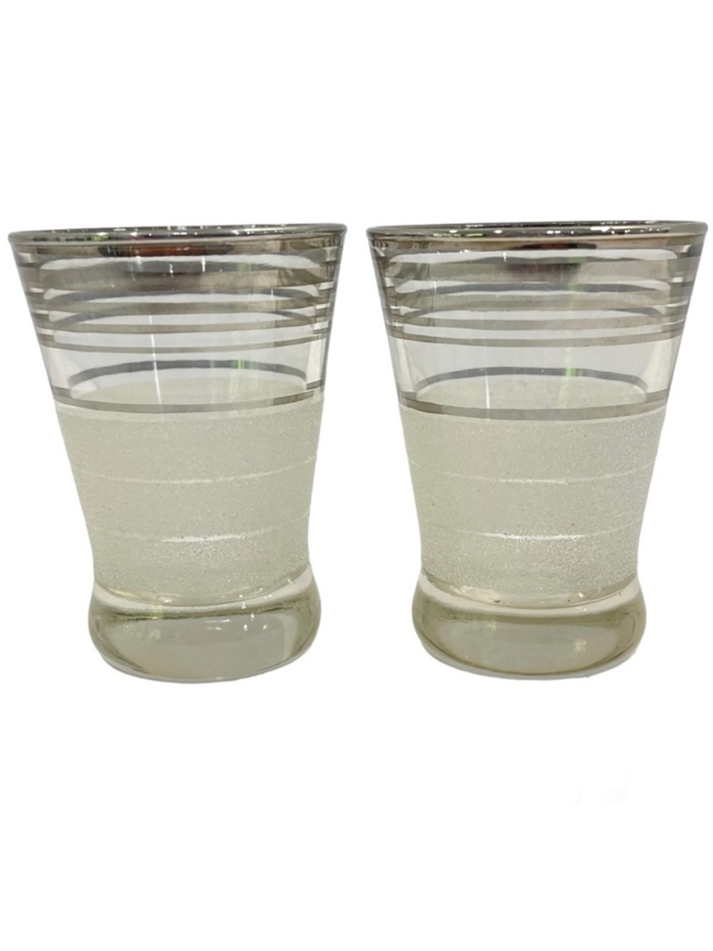 West Virginia Glass Frost Nip Platinum Cocktail Cordial Glasses Vintage Set of 2